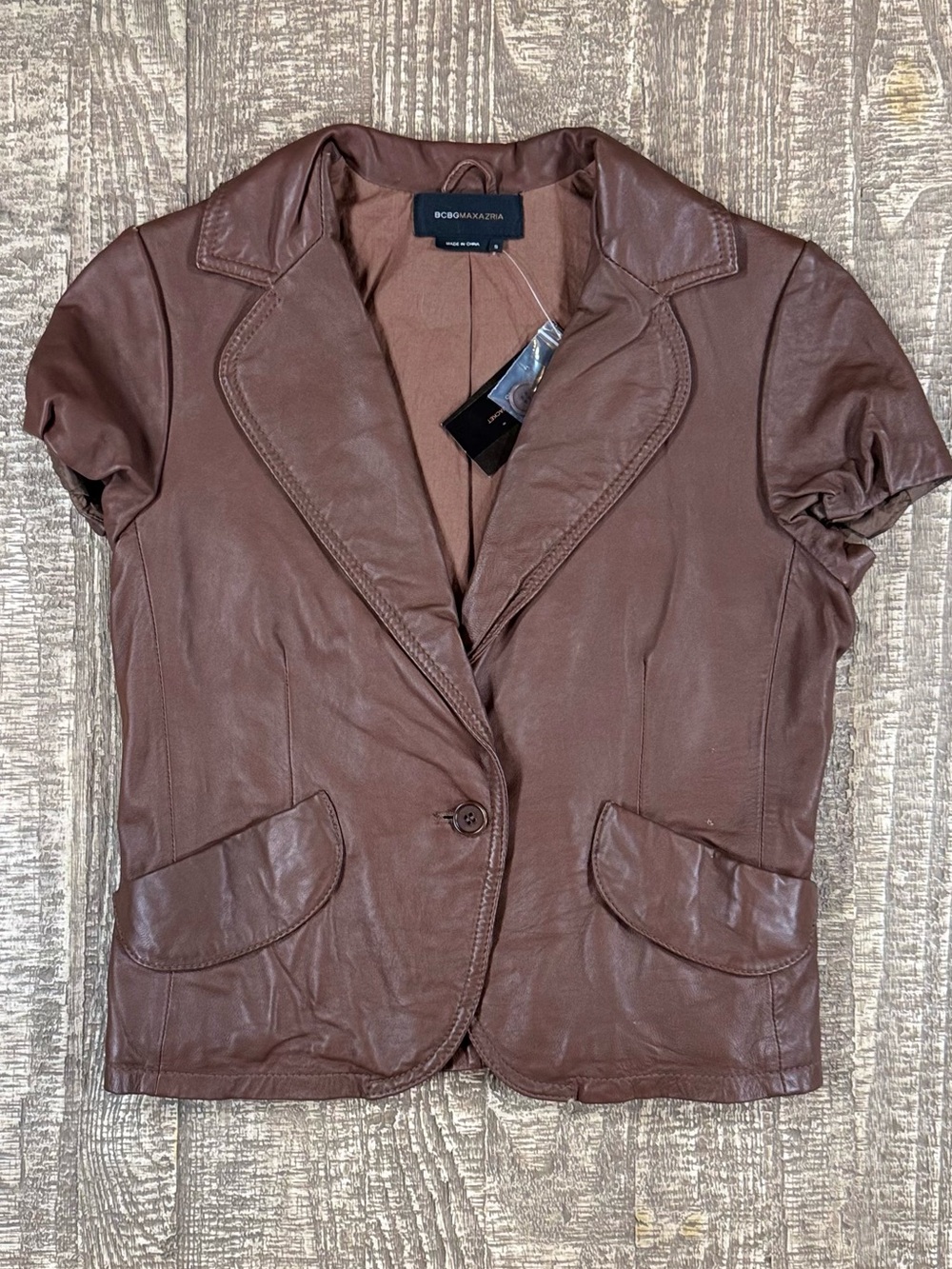 NWT BCBG Cap Sleeve Leather Jacket